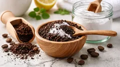 Amestecarea zațului de cafea cu bicarbonat de sodiu: un remediu casnic popular.